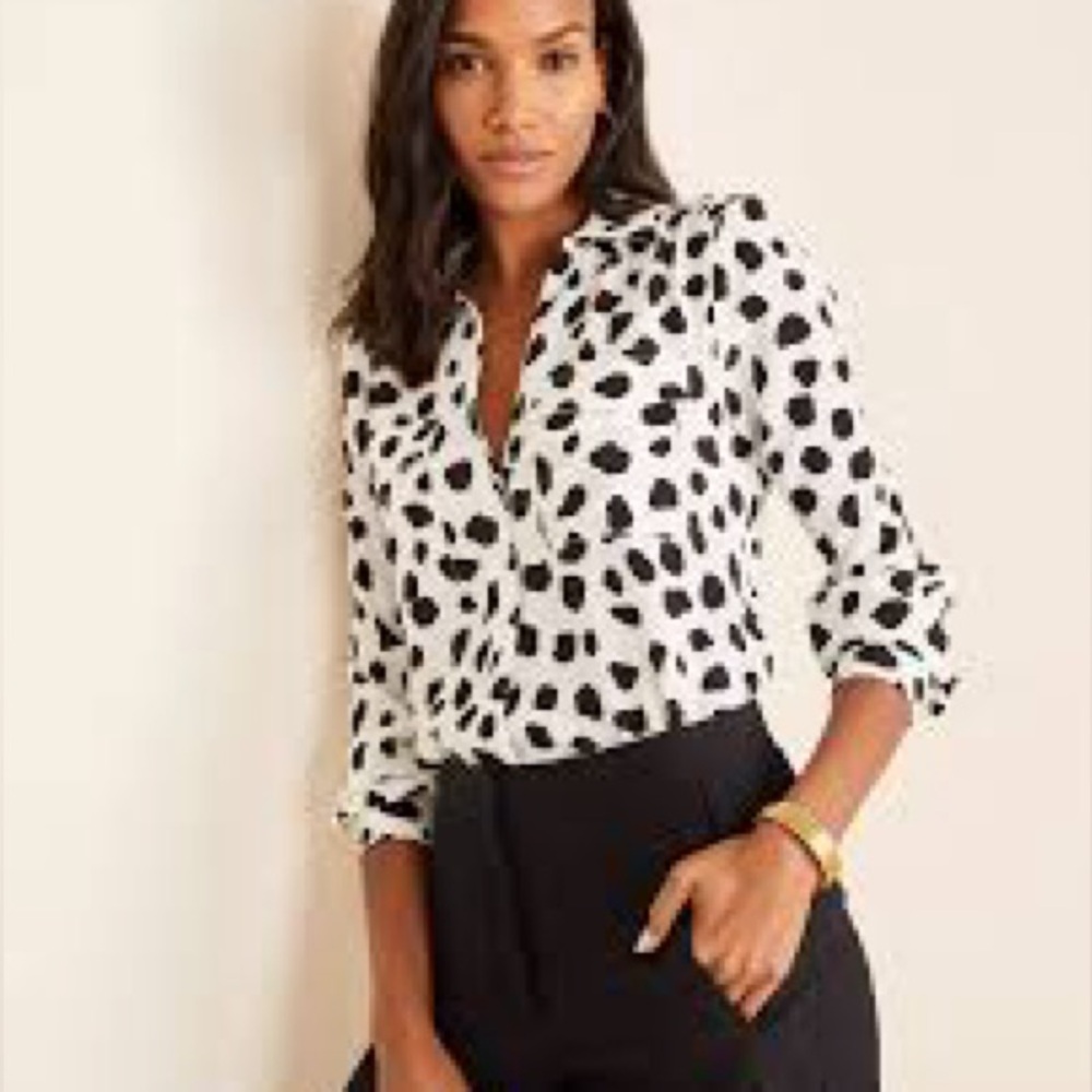 Ann Taylor long sleeved animal print blouse